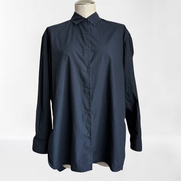 Nili Lotan Button Down Shirt Midnight Blue XS - Picture 1 of 8